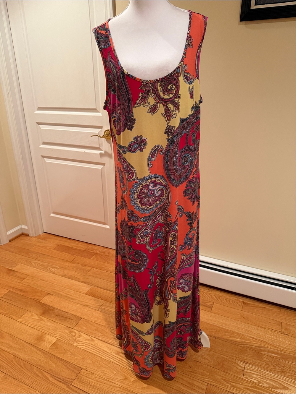 J.B.S. Sleeveless Paisley Maxi Dress - Red & Orange & Yellow